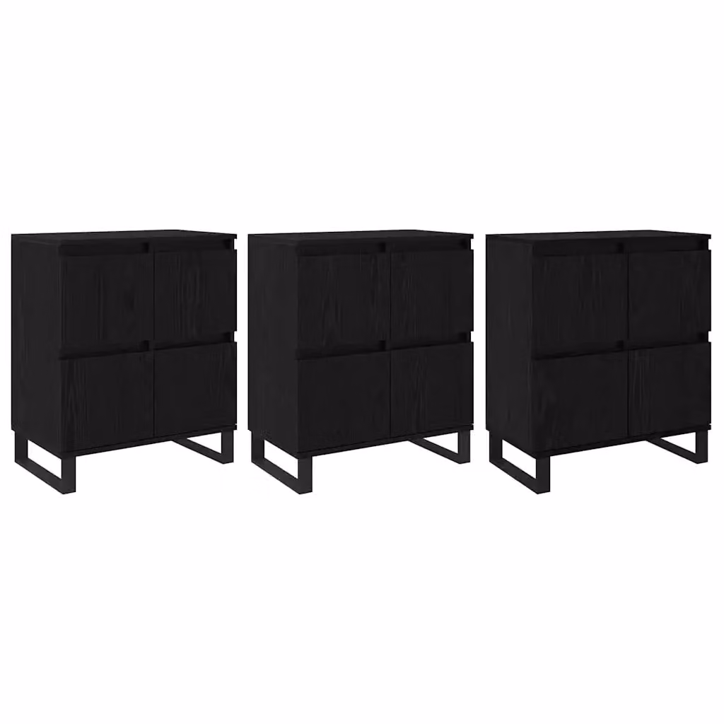 Set di 3 credenze moderne vidaXL in rovere nero, L 60 cm x P 35 cm x H 70 cm – 2