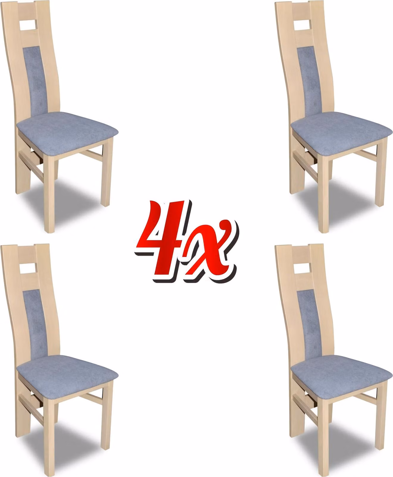 Gruppe Sitz Polster Lehn Stühle Garnitur Holz Massiv Luxus Sessel Set 4x Stuhl
