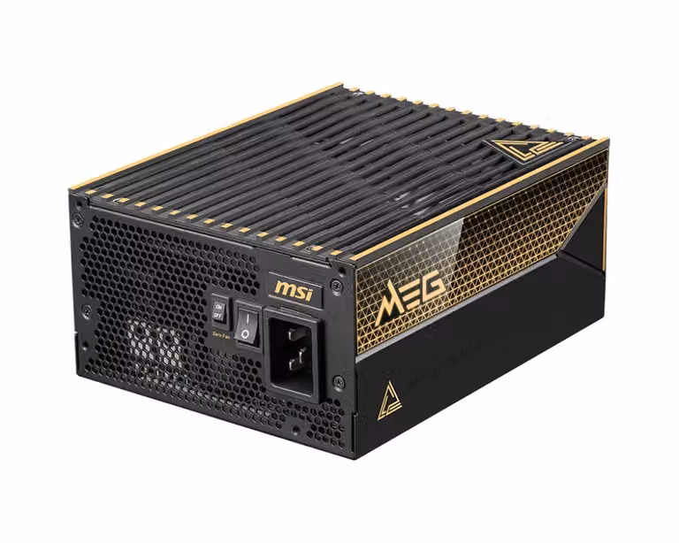 Alimentatore per computer MSI MEG Ai1600T PCIe5 da 1600 W, certificazione 80 Plus Titanium, Nero