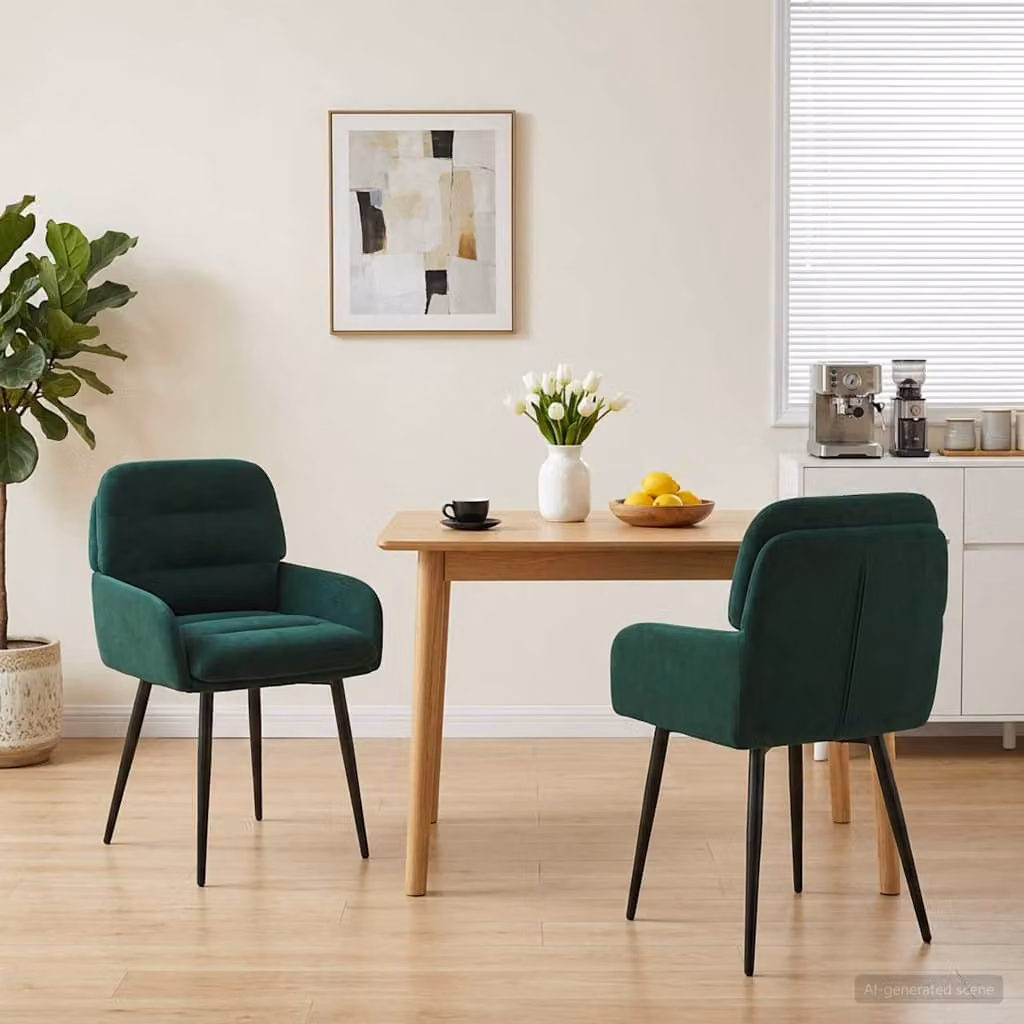 Set di 2 sedie da pranzo vidaXL in velluto verde con design moderno L: 59 cm, P: 59,5 cm, H: 90 cm