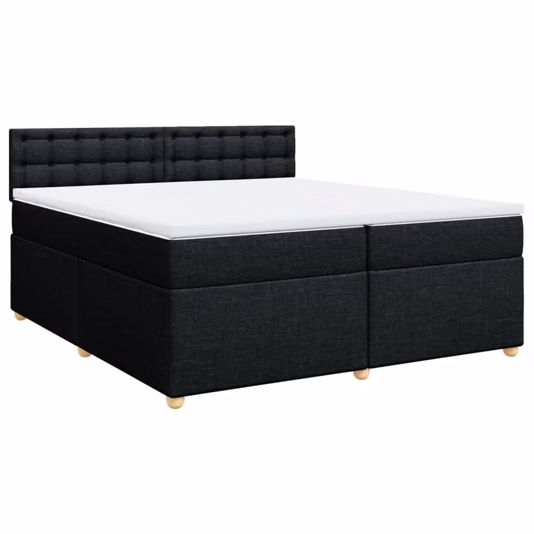 Giroletto a Molle con Materasso Nero 200x200 cm in Tessuto