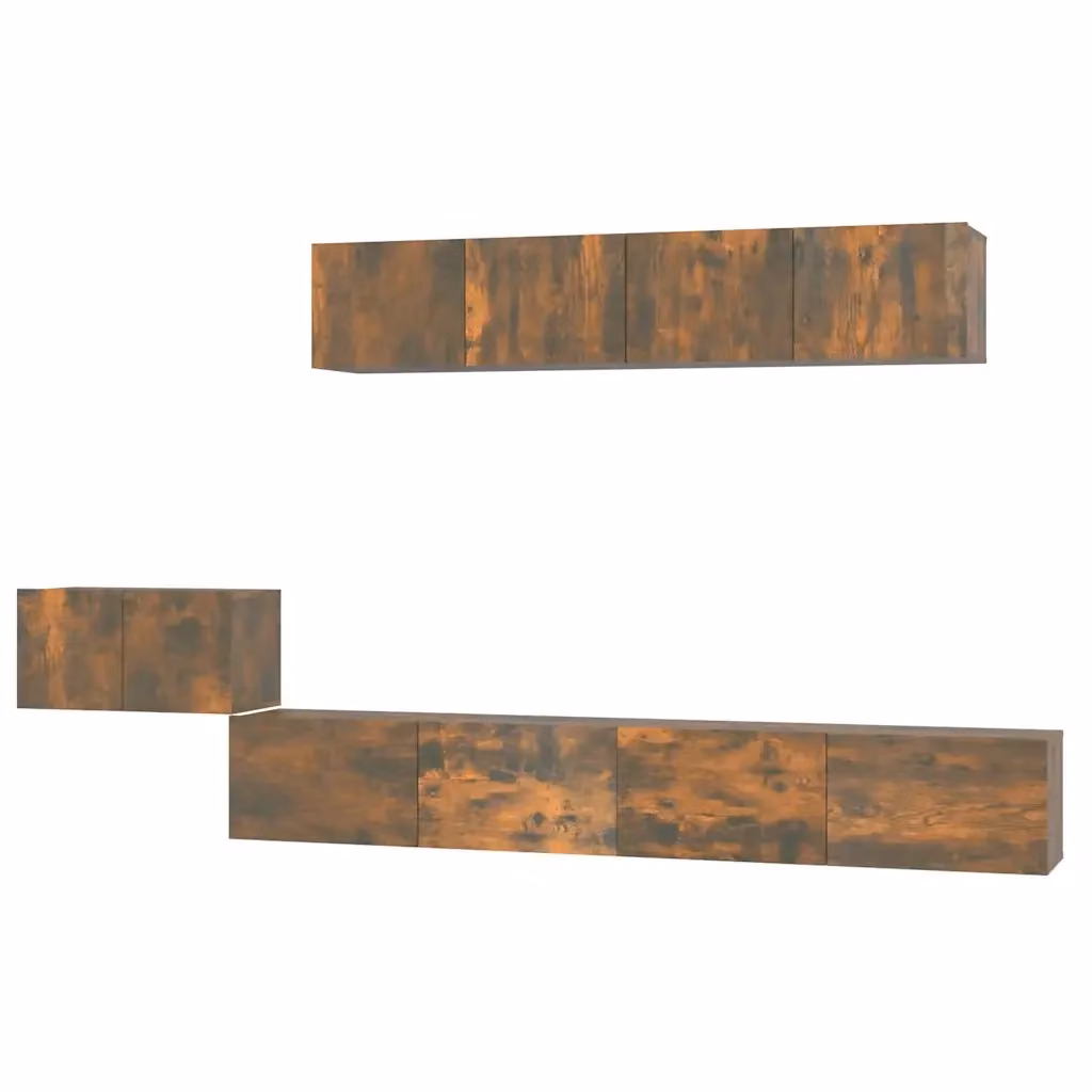Set di mobili porta TV da soggiorno vidaXL in legno marrone con design a parete e finitura opaca – 2
