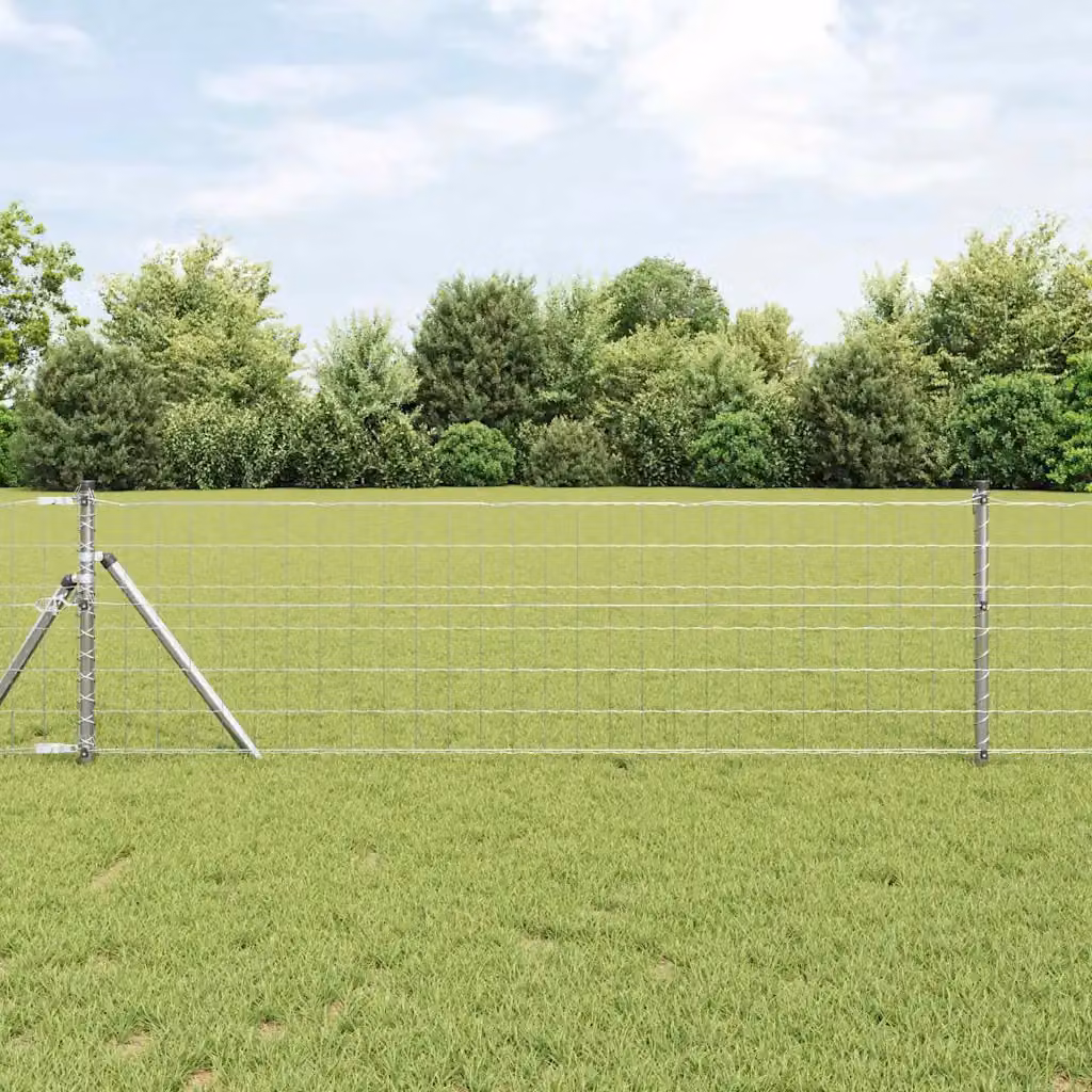 Recinzione Euro vidaXL in ferro rivestito in PVC color argento, H: 0,6 m x L: 50 m