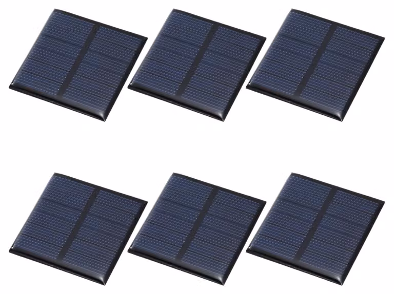 6 mini-pannelli solari da 3 V, 0,375 W, 125 mA, dimensioni 52 x 52 mm, policristallini