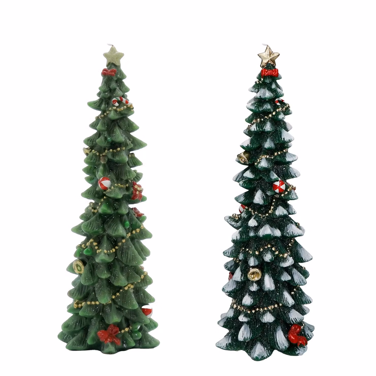 Candela Natalizia a Forma di Albero Decorato VESTIAMO CASA Verde h30 cm – 1