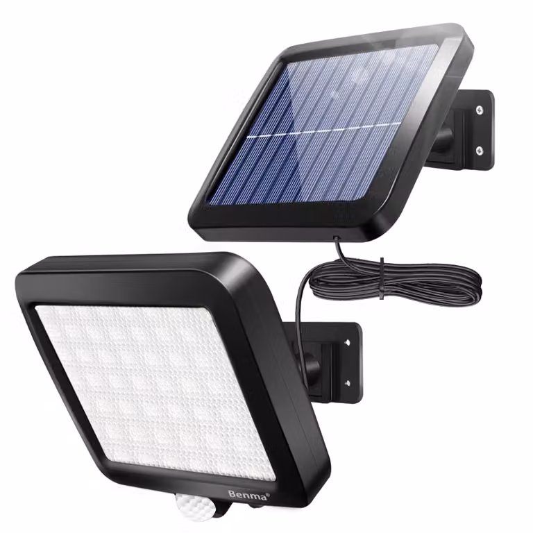Lampada da esterno solare con sensore di movimento, cavo da 5 metri, grado di protezione IP65, temperatura di colore 6000 K, 56 LED