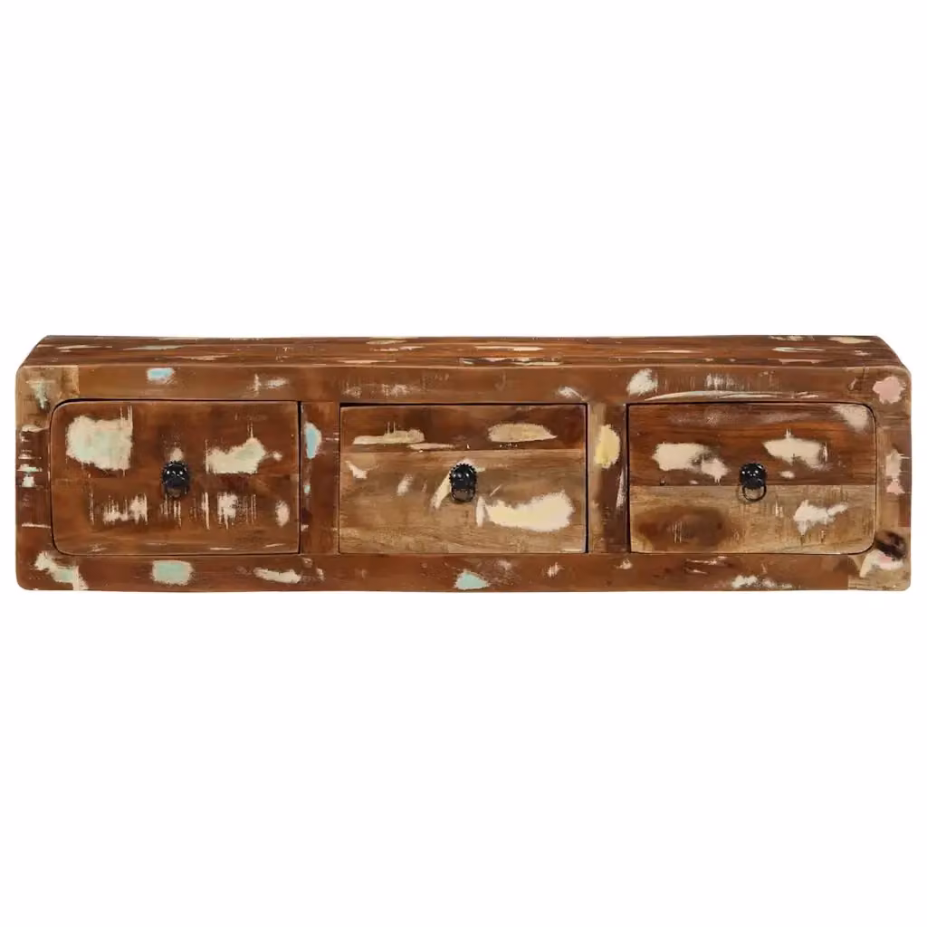 Mobile TV a parete in legno massello di recupero marrone L/P/H: 100 x 32 x 25 cm – 2