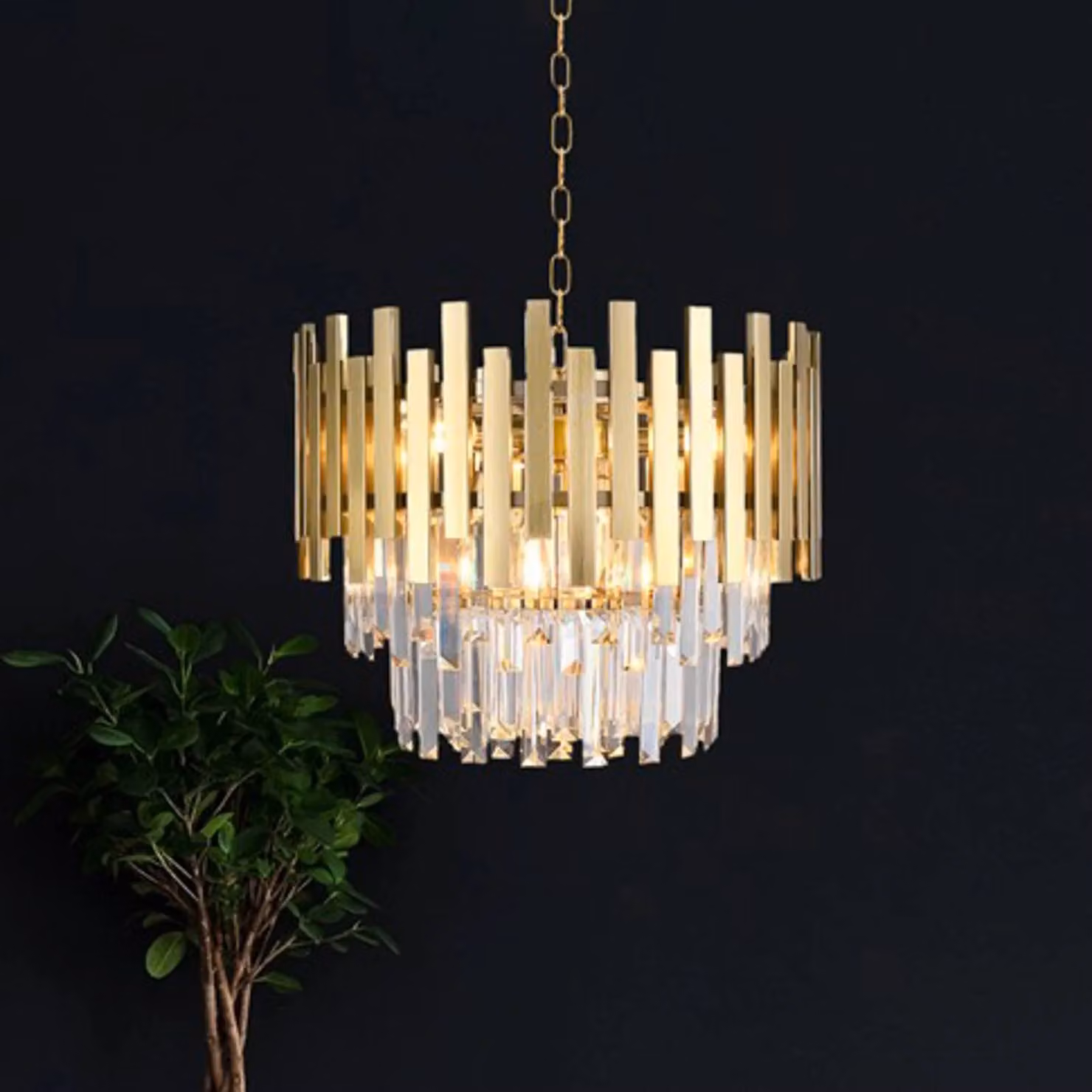 Lampada a sospensione in cristallo Aspen Eko-Light, dimmerabile, Ottone / Oro, Soggiorno / Sala da pranzo, Metallo, Lampada a sospensione
