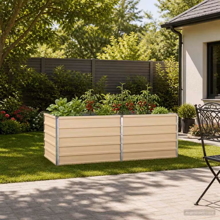 Letto rialzato da giardino vidaXL in metallo color beige L: 160 cm, P: 80 cm, H: 55 cm