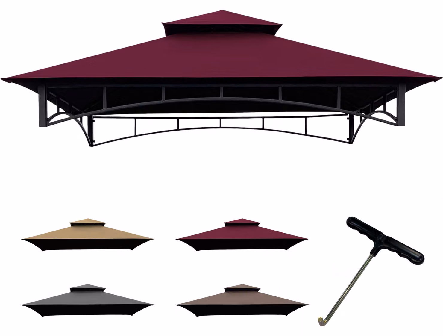 Gazebo per barbecue, 8x5 metri, color marrone, per giardino