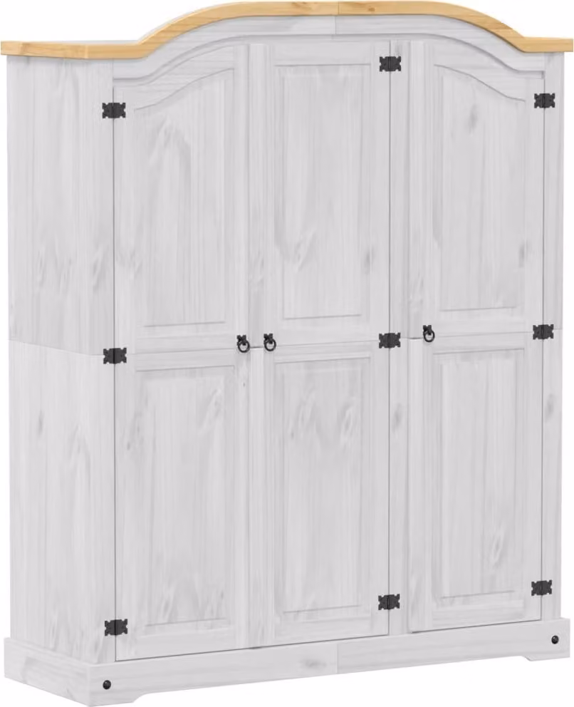 Armadio Bianco 151,5x52x186 cm in Legno Massello di Pino
