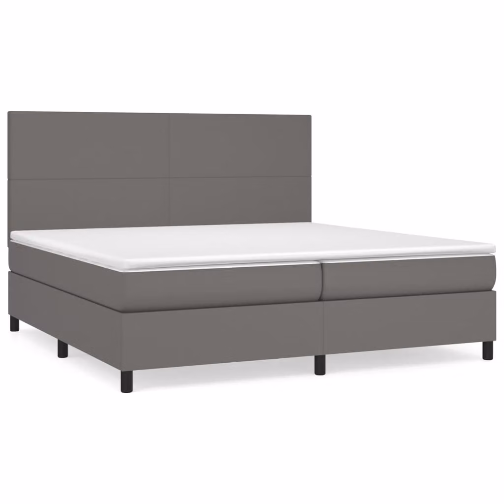 Giroletto a Molle con Materasso Grgio 200x200 cm in Pelle finta