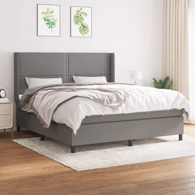 Giroletto a Molle con Materasso Grigio Scuro 180x200 cm Tessuto 3131370