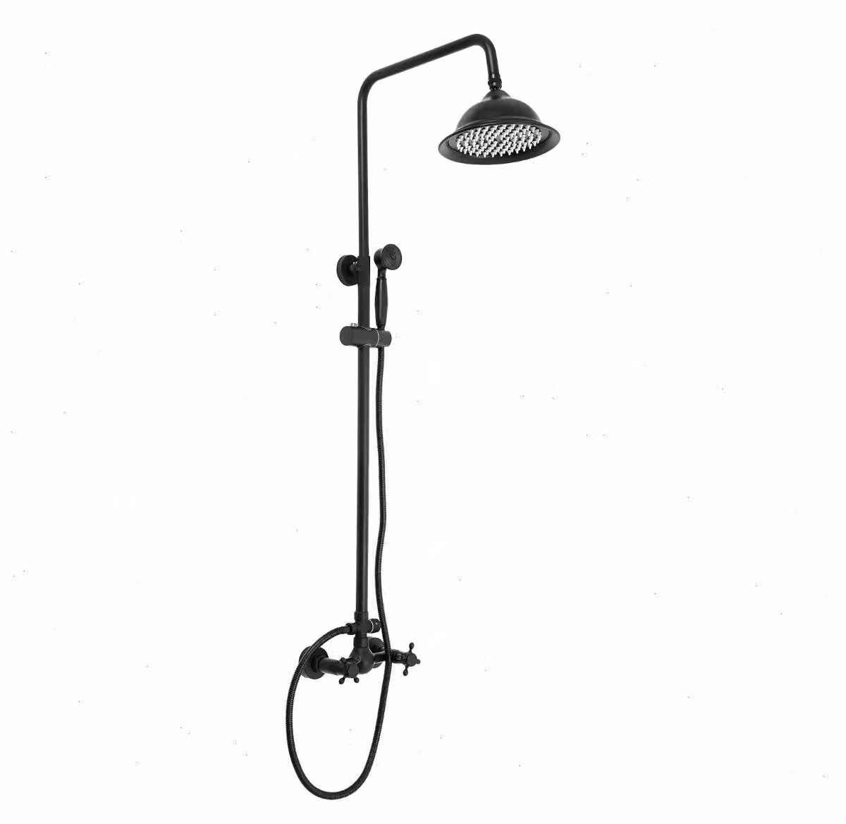 Set doccia Regendusche - Sistema doccia rotondo - Altezza regolabile da 90 a 118 cm - Alta pressione dell'acqua - Soffione in acciaio inossidabile e doccetta manuale in ottone - Colore nero