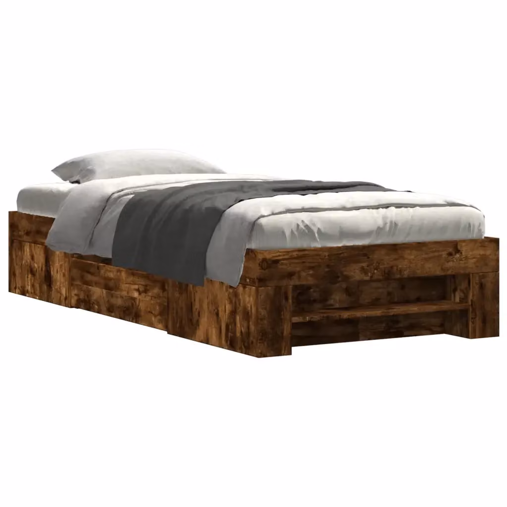 Giroletto senza materasso vidaXL in legno color rovere fumo con doghe fisse L/P/H: 200 x 90 x 33 cm – 2