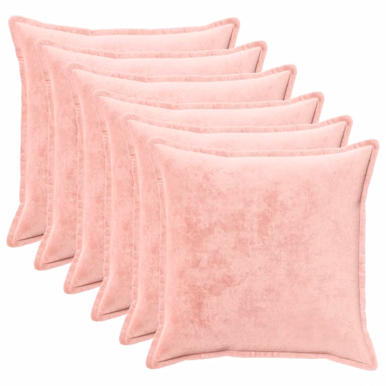 vidaXL Federa 6 pcs HOUTEN Rosa 55 x 55 cm Flanella
