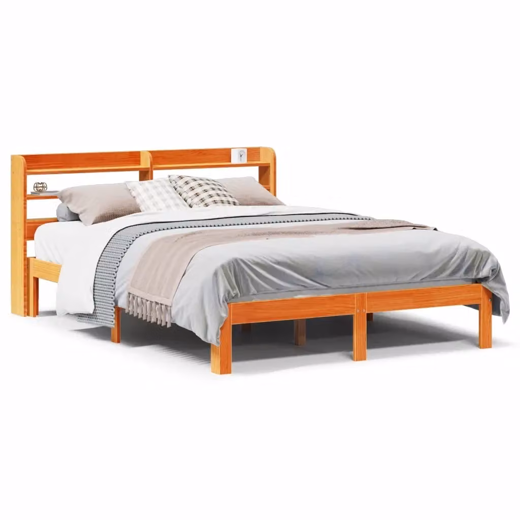 Letto in legno di pino massiccio stile rustico marrone cera vidaXL L: 190 cm, P: 145 cm, H: 82 cm – 2