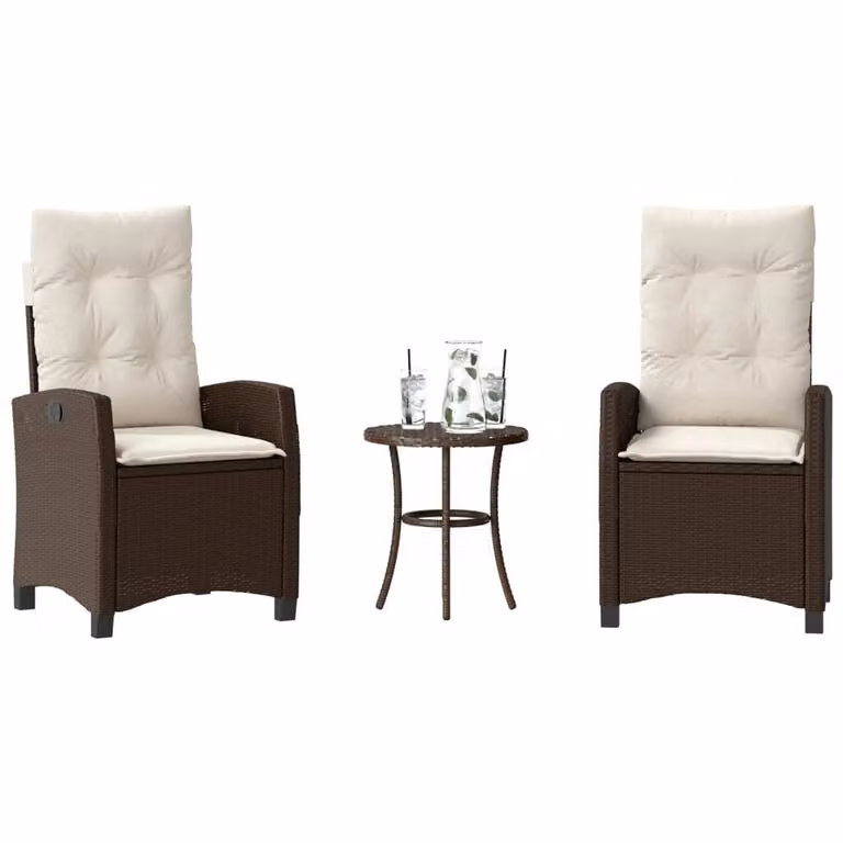 Maison Exclusive - Set da bistrot 3 pezzi con cuscini Marrone Poly Rattan