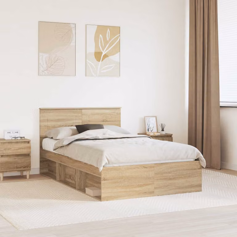 Struttura del letto moderna vidaXL in legno ingegnerizzato marrone L 120 cm x P 200 cm, H 210 cm