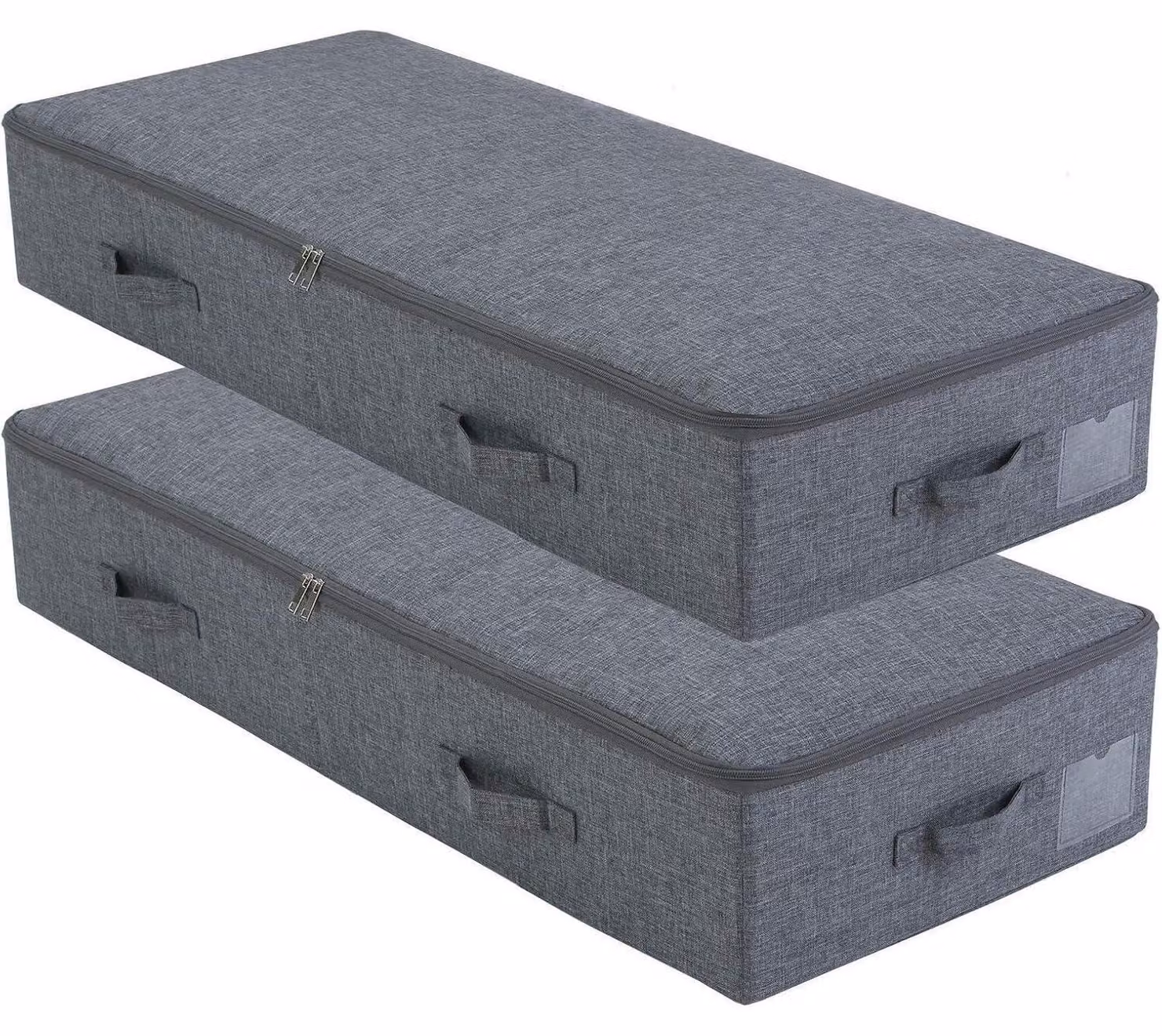 Contenitori portaoggetti da posizionare sotto il letto, confezione da 2, realizzati in plastica rigida, stabili e resistenti, colore nero e grigio, dimensioni 100x43x18 cm
