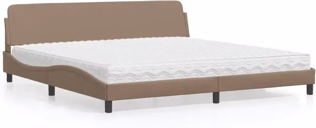 Letto con Materasso Dover vidaXL in Similpelle Cappuccino, L/P/H: 200 x 200 x 205 cm
