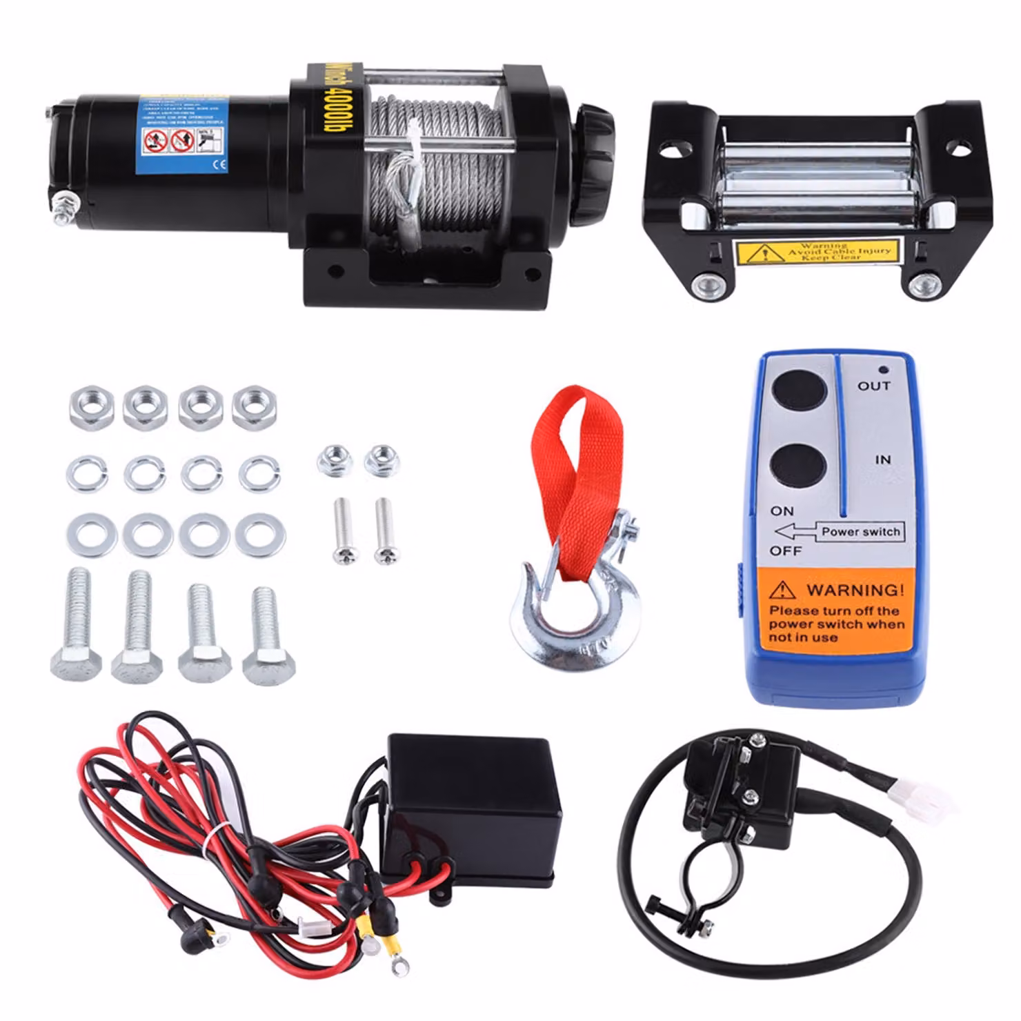 Estero 4000lb elettrico verricello 12V 15m cavo d'acciaio per auto quad bike auto ATV rimorchio