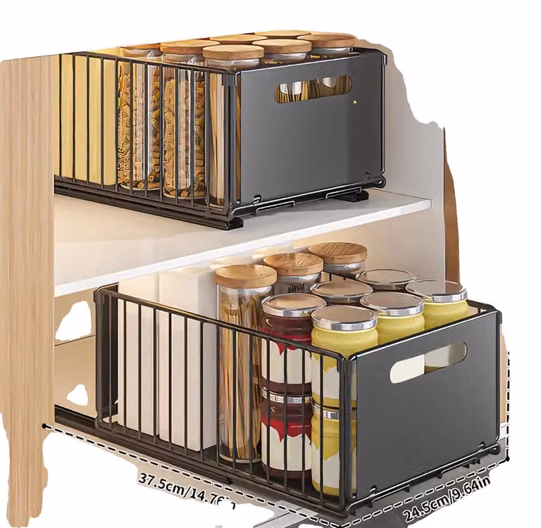 Organizzatore da montare sotto il lavello, design estraibile, altezza regolabile, confezione da 2 pezzi, grande