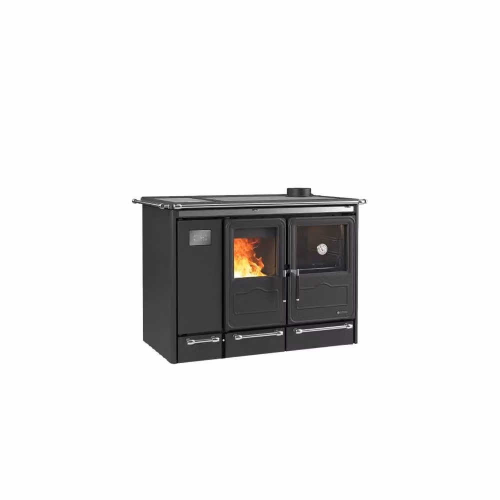 Termostufa a Legna Sierra La Nordica in Ghisa e Smalto Nero con Sistema Vaso Aperto Circuito Chiuso – 2