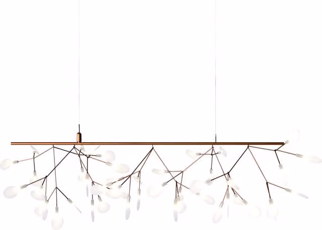 Lampada a sospensione Moooi Heracleum III Endless bianca con dettagli in rame e vetro, regolabile in altezza e dimmerabile