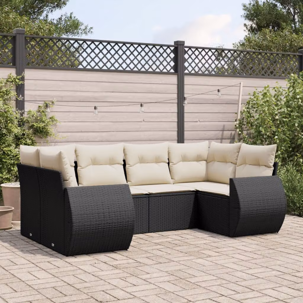 vidaXL Set Divano da Giardino a L in Polyrattan Nero con Cuscini Imbottiti e Coperture Rimosse – 1