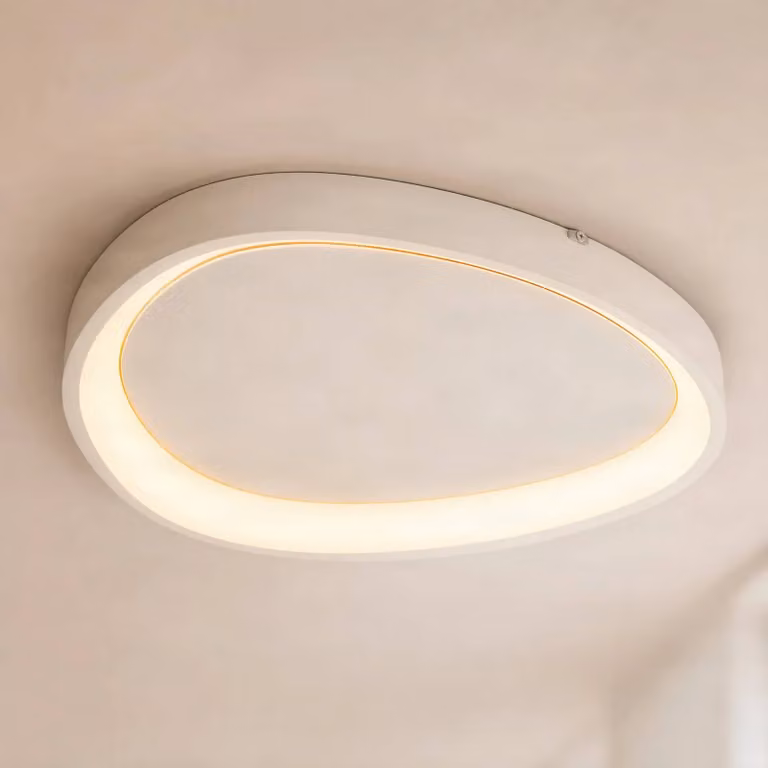 Plafoniera soffitto Triangulo Lindby, dimmerabile, Bianco / Opale, Soggiorno / Sala da pranzo, Plastica, Moderno, Plafoniera