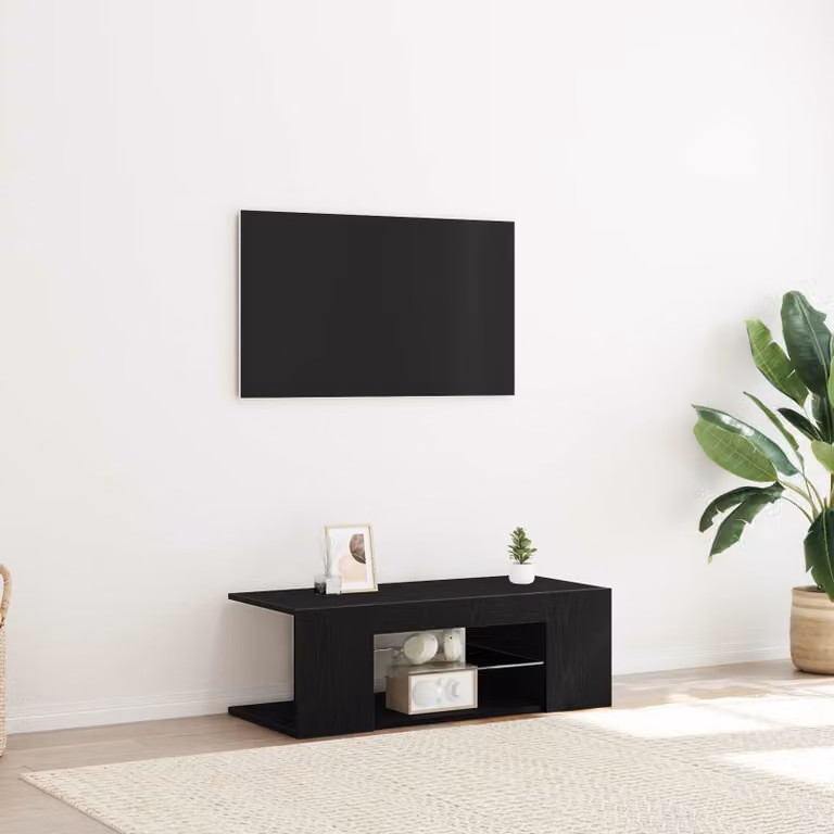 Mobile TV vidaXL moderno in legno ingegnerizzato rovere nero L/P/H: 90 x 39 x 30 cm