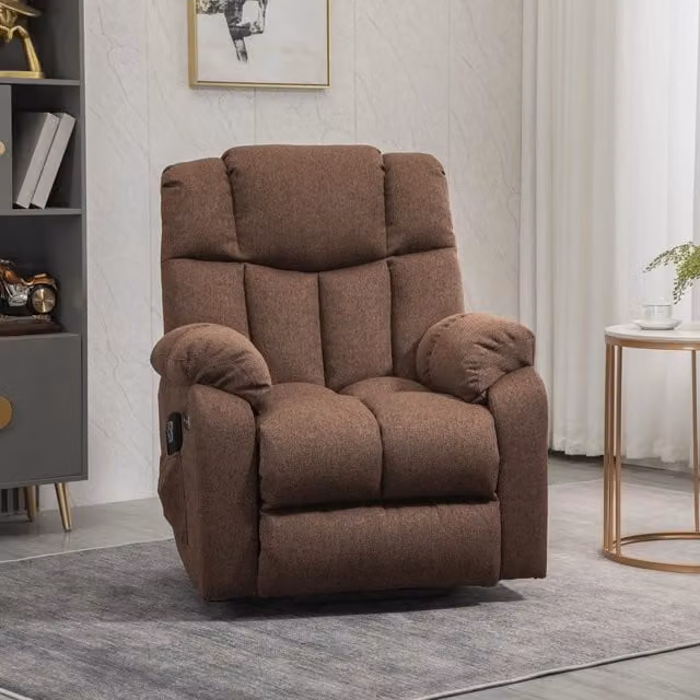 Poltrona relax elettrica 92x95x107 cm alzapersona reclinabile in acciaio marrone