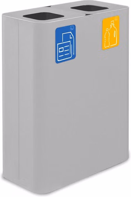 Pattumiera Sistema di Raccolta Rifiuti 60x30xh80 cm In Acciaio Verniciato Doppio Scomparto Bianco