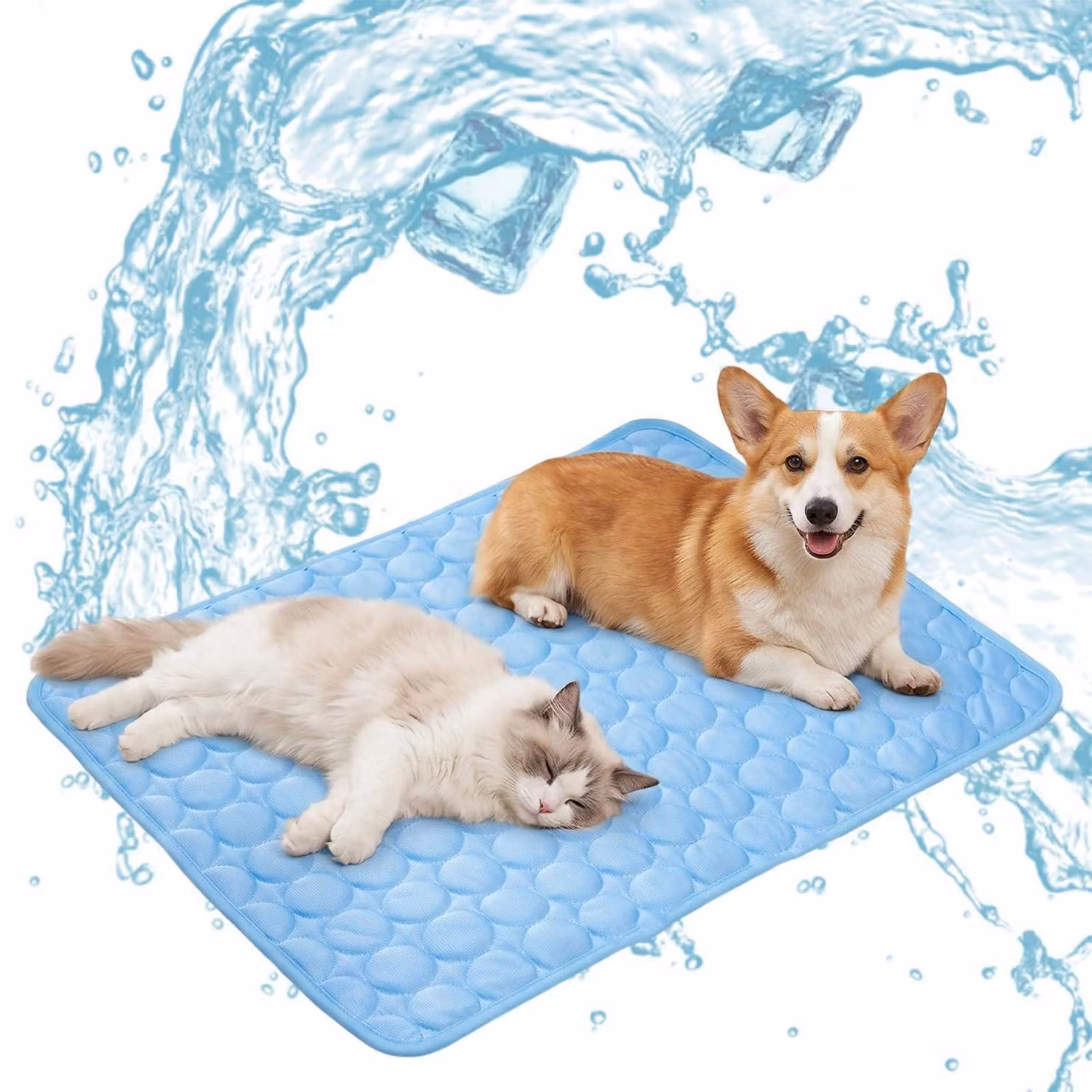 Tappetino refrigerante per cani e gatti, 62x50 cm, auto-refrigerante, lavabile, antiscivolo