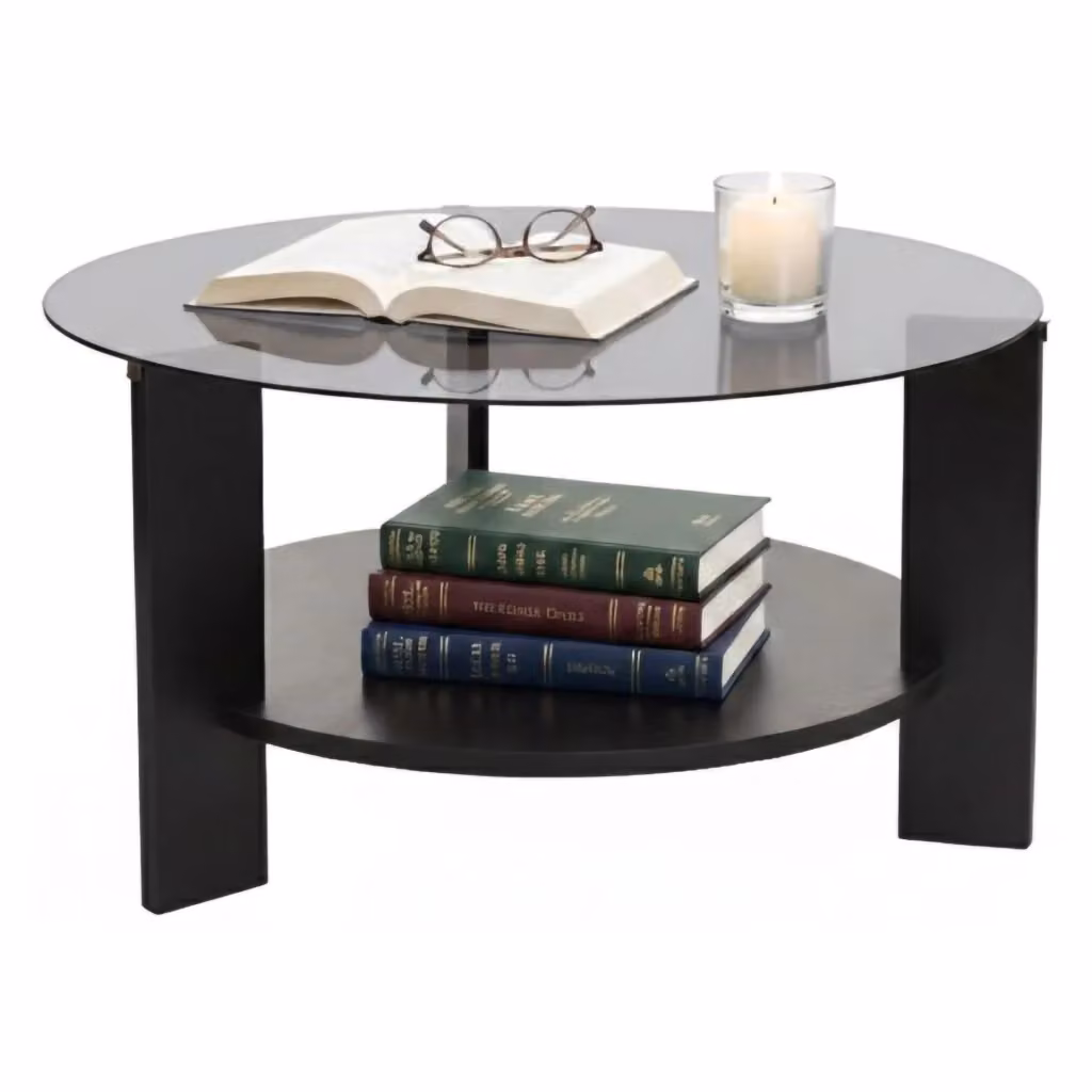 Tavolino da salotto rotondo DMORA nero e trasparente L: 75 cm, P: 75 cm, H: 40 cm – 2