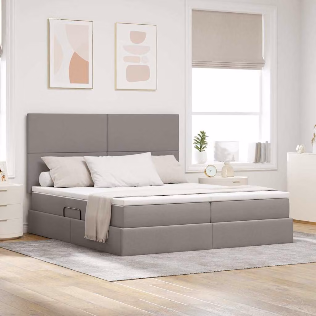Letto moderno vidaXL con contenitore a sollevamento, luci LED sottobasso e porta USB, rivestito in tessuto, L/P: 200 x 200 cm – 1