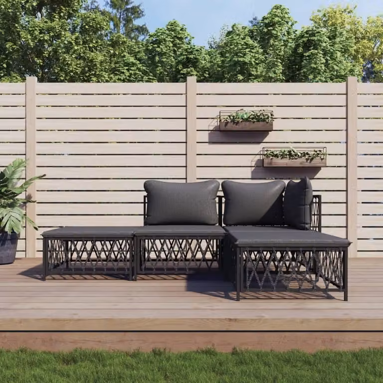 Maison Exclusive - Set da giardino 4 pezzi con cuscini antracite acciaio