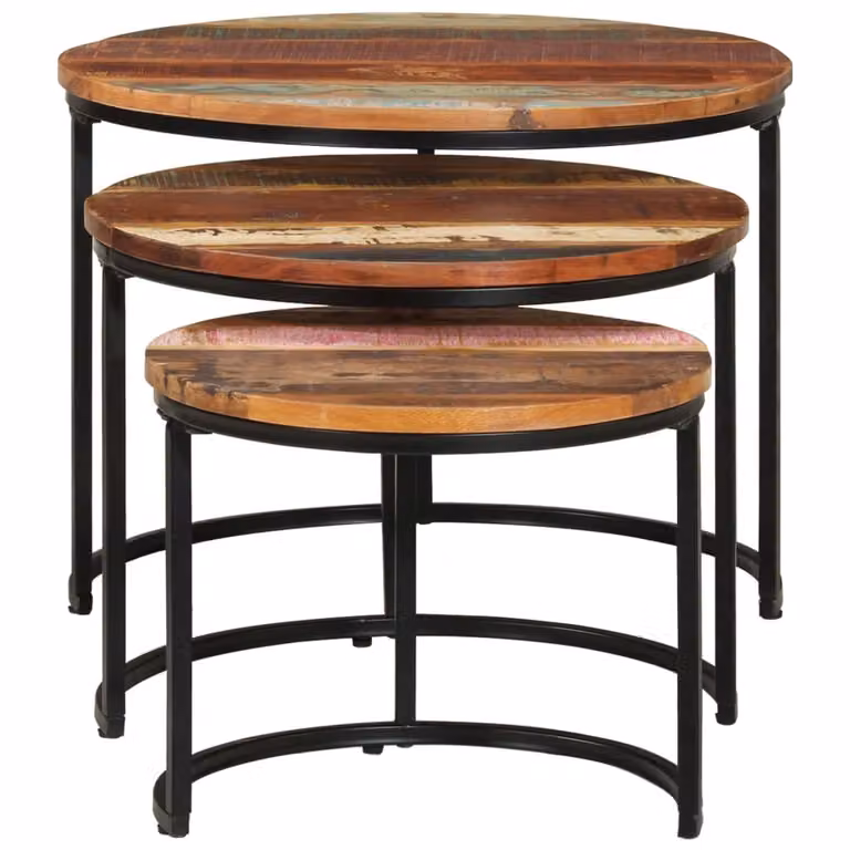 Set tavoli 3 pezzi. Legno massiccio di recupero