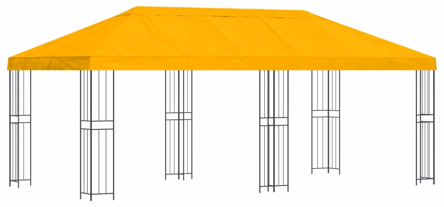 Gazebo con pareti laterali 6 x 3 m Giallo Poliestere e Acciaio
