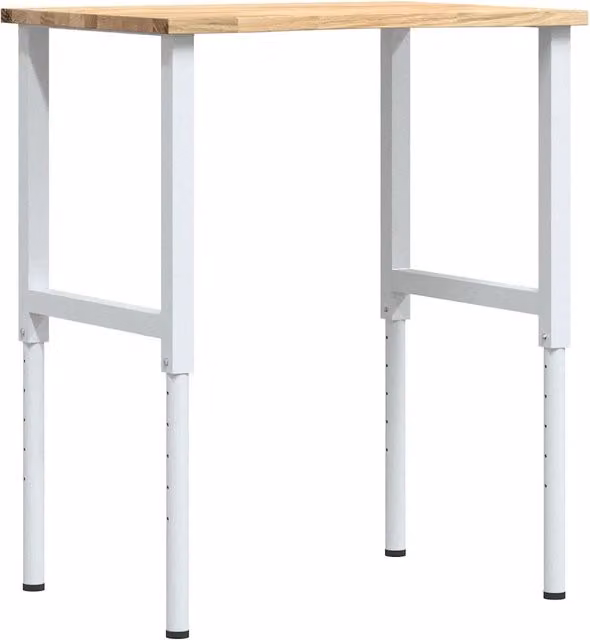 Banco da Lavoro CFW5193911 in Legno Massello di Rovere e Metallo, Regolabile in Altezza, Colore Marrone e Grigio, L: 80 cm, P: 60 cm, H: 71,5-98 cm