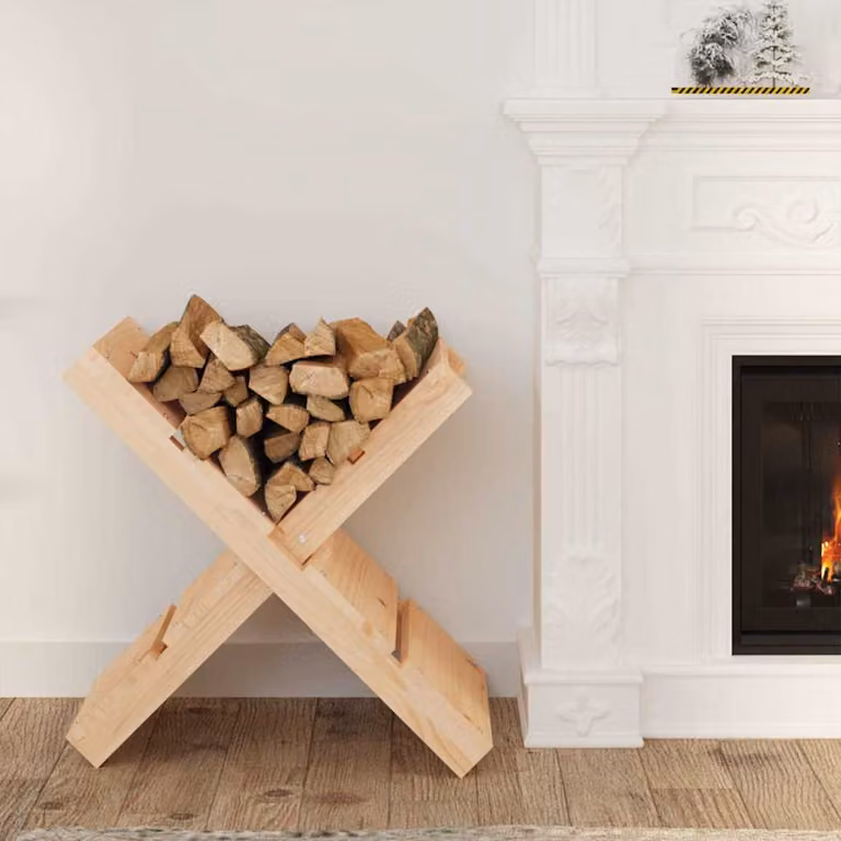 Portaceppi vidaXL in legno massello di pino, colore marrone, L: 47 cm, P: 39,5 cm, H: 48 cm