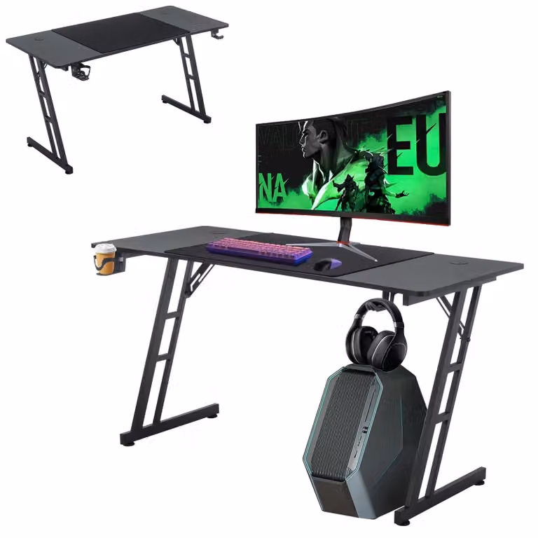 Solidchoice - Scrivania da gioco con superficie in fibra di carbonio e design ergonomico