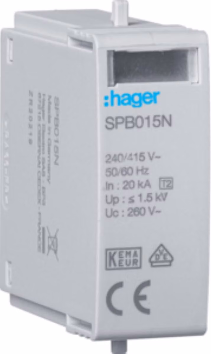 HAGER Modulo a innesto T2 N-PE Uc 260V Imax 40kA Up 1,5kV
