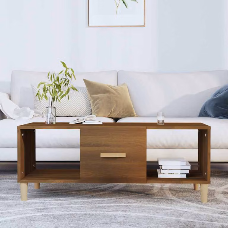vidaXL Tavolino da Salotto Moderno in Legno Rovere Marrone L: 102 cm, P: 50 cm, H: 40 cm
