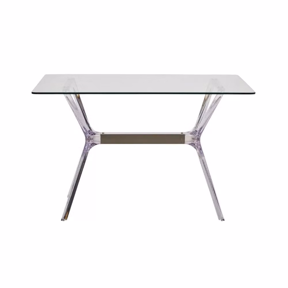 Tavolo rettangolare moderno Mobili 2G in vetro e polipropilene trasparente L: 140 cm, P: 80 cm, H: 76 cm