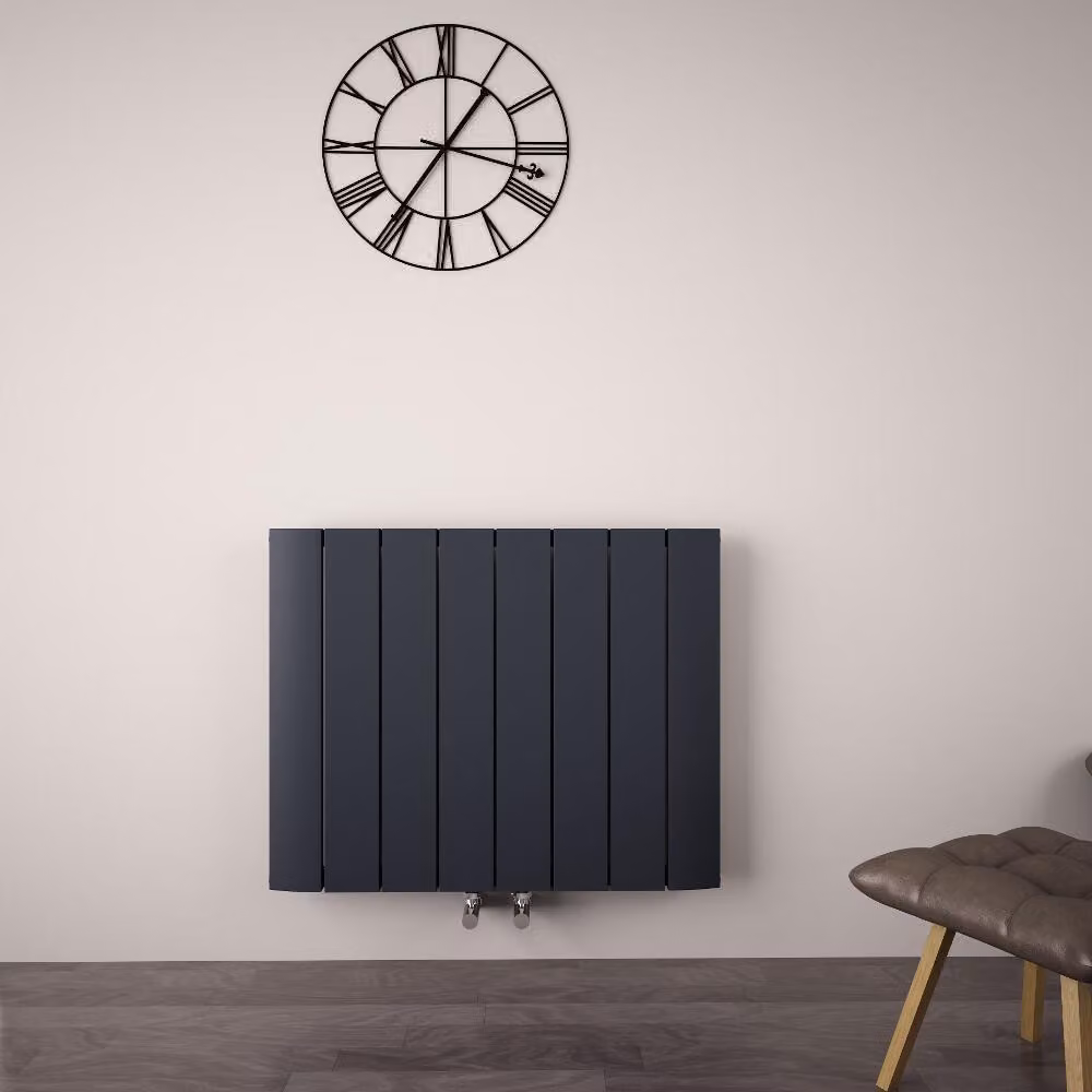 Radiatore Orizzontale Design Alluminio Antracite 600x755mm 730W - Alta Resa - Stile Moderno - Aurora