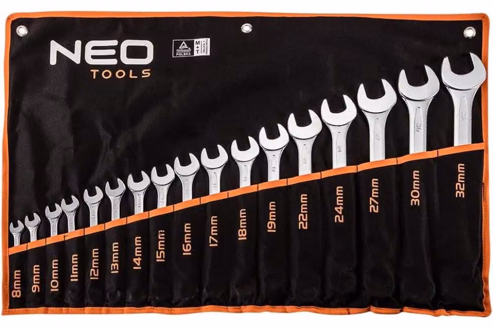 NEO TOOLS Chiavi aperte 8-32 mm, set di 17 pezzi.