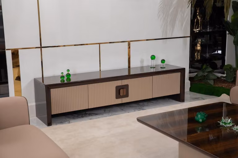 Elegantes Braunes TV-Lowboard Holz TV-Ständer Ablagekommode Möbel