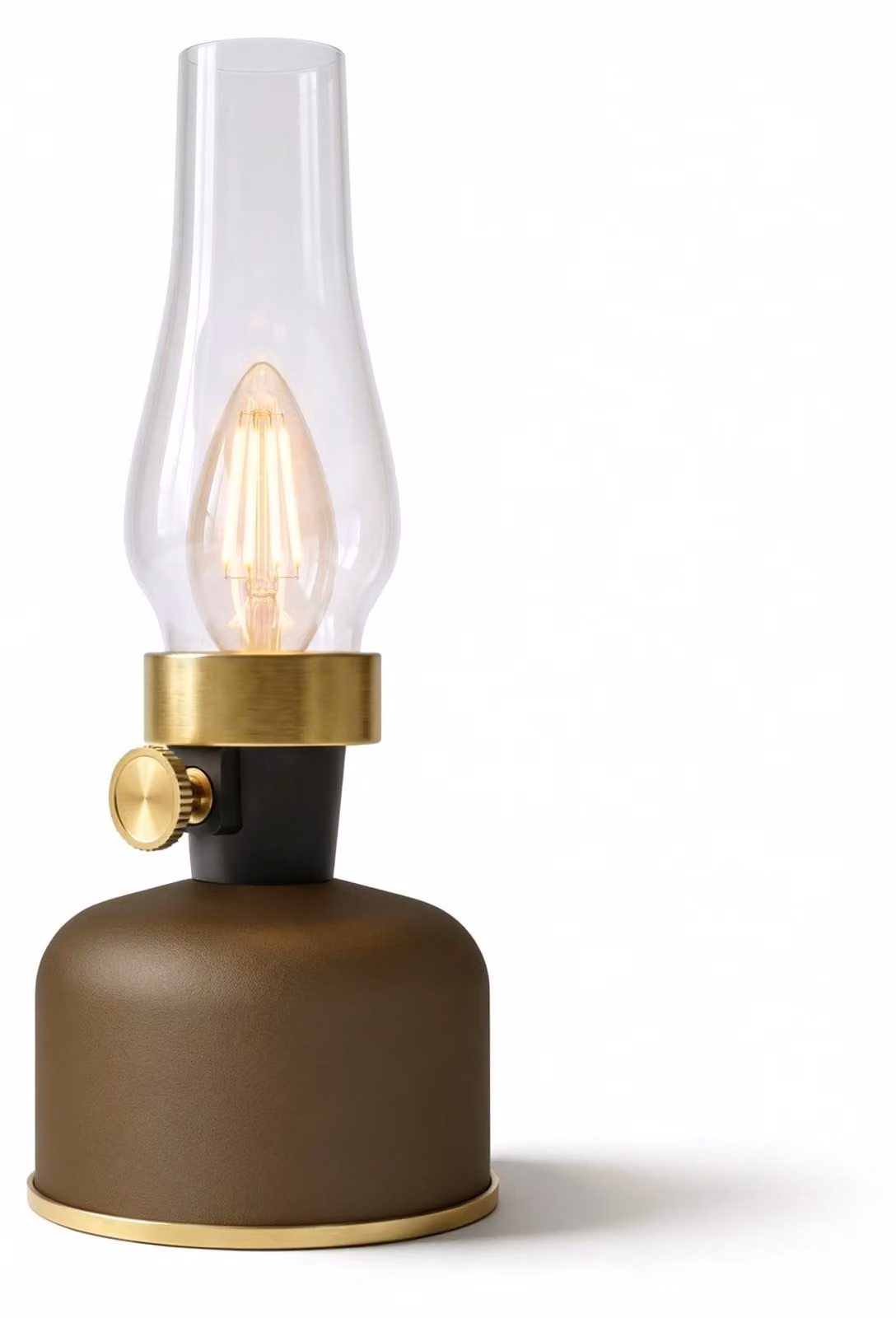 Lampada da tavolo Calex Lavinio, ricaricabile, dimmerabile, resistente agli schizzi, colore Earth Mokka